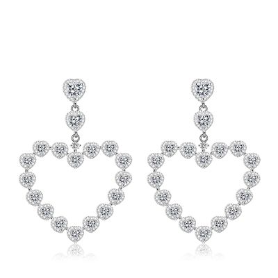 Heart Diamond Dangle Earrings