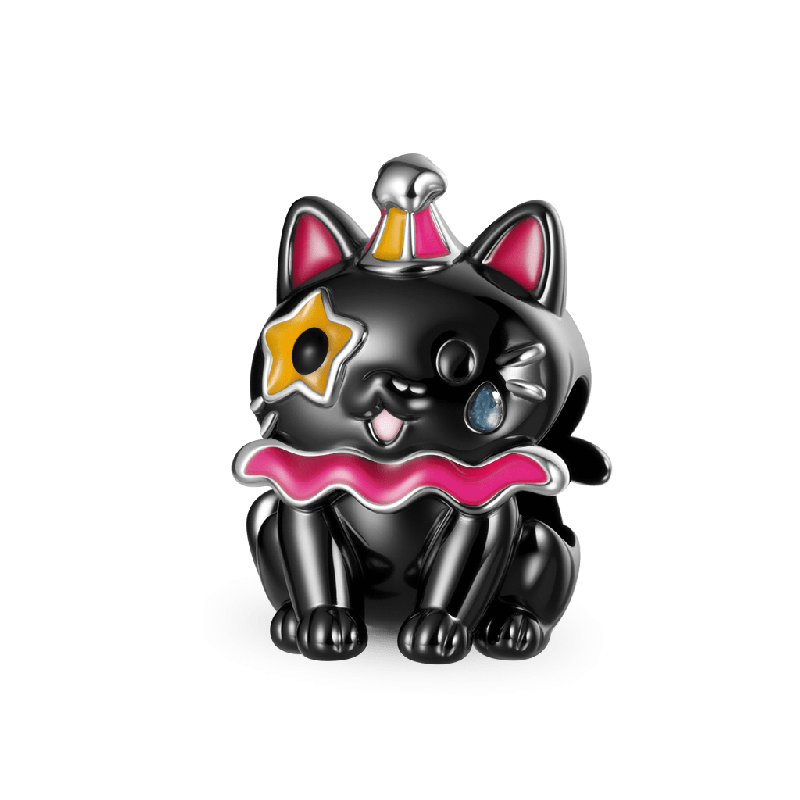 Black Cat Clown Charm