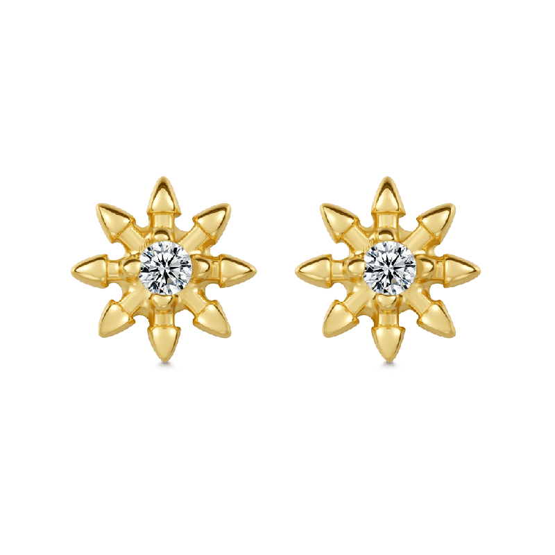 14K/10K Solid Gold Spiked Star Stud Earrings