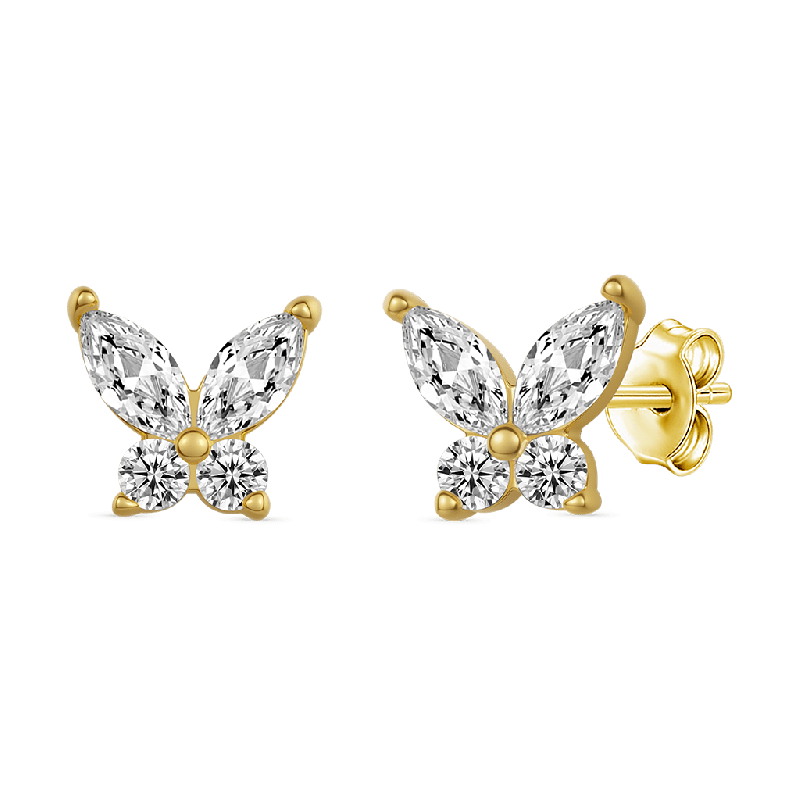 14K/10K Solid Gold Butterfly Stud Earrings