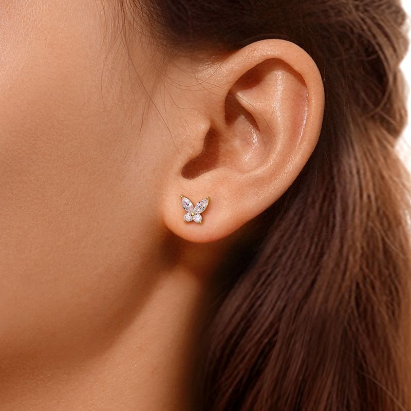 14K/10K Solid Gold Butterfly Stud Earrings