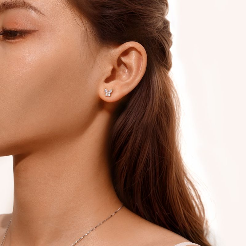 14K/10K Solid Gold Butterfly Stud Earrings