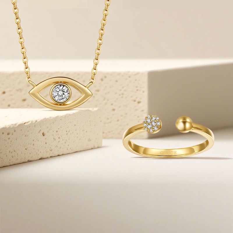 14K/10K Solid Gold Evil Eye Necklace