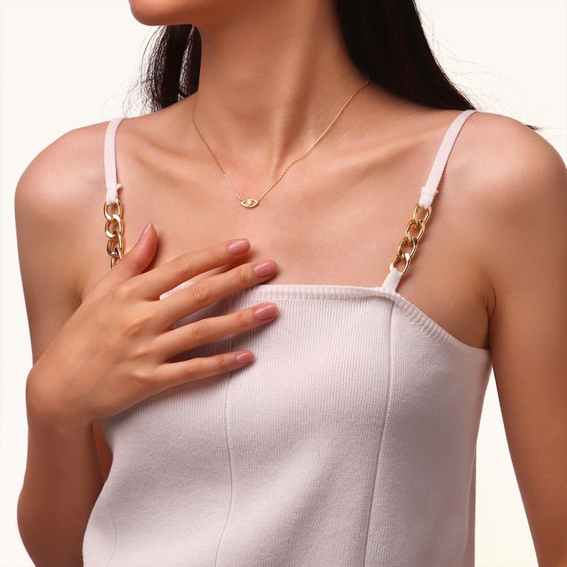 14K/10K Solid Gold Evil Eye Necklace