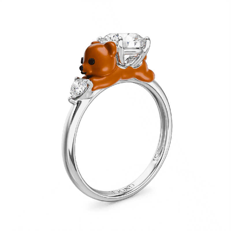 Bear Embraces Heart Ring