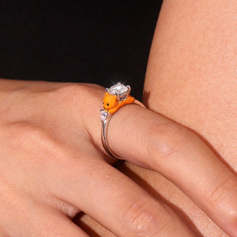 Bear Embraces Heart Ring